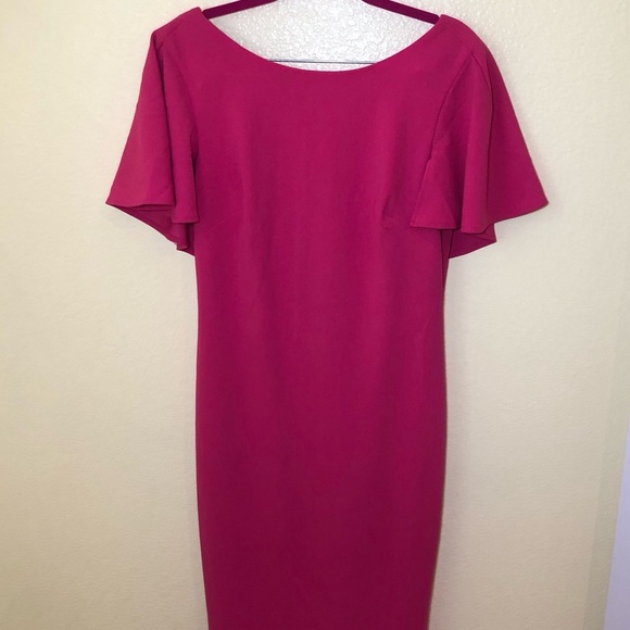 Calvin Klein Capelet butterfly sleeve Sheath Scoop Neck Dress Size 10 - Picture 2 of 9